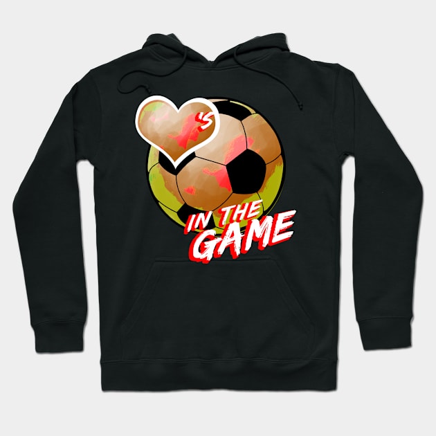 Soccer - Hearts In The Game - Red Hoodie by MakeNineDesigns